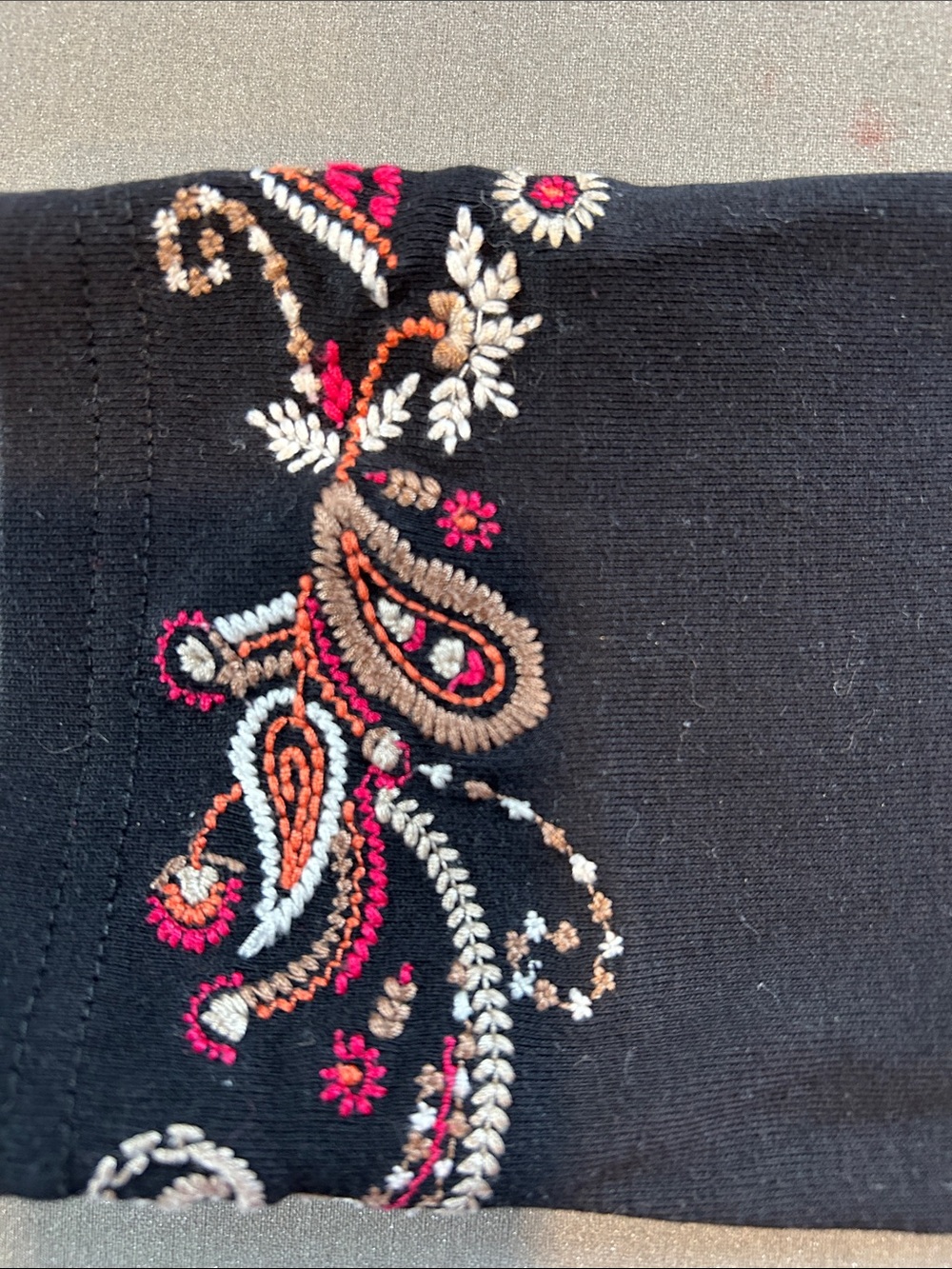 Karen Scott Black Tunic with Red & Gold Paisley Embroidery - Picture 3 of 5